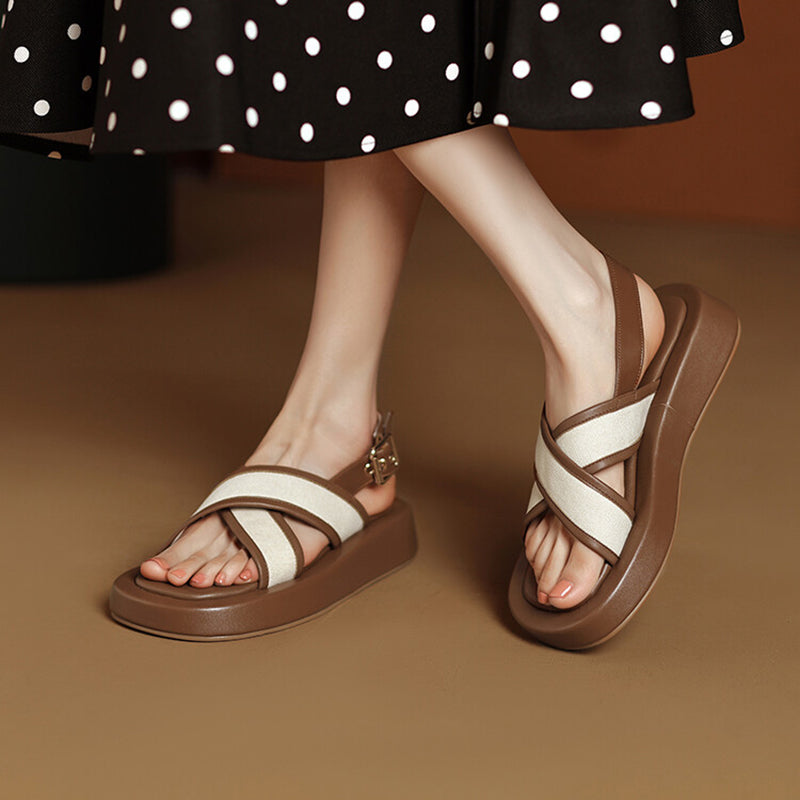 Women's Vintage Cross Thick Sandals