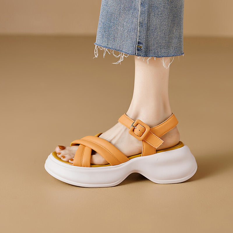 Summer Thick Bottom Side Hollow One Buckle Sandals